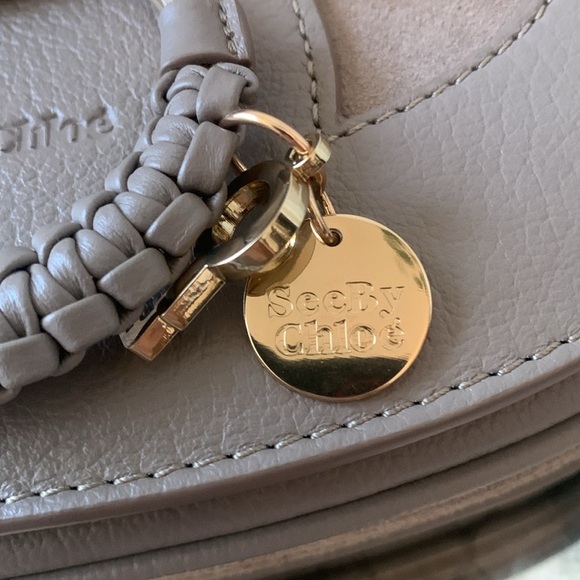 NWT SEE BY CHLOE HANA SHOULDER‎ BAG suede leather taupe trendy small - Picture 10 of 12